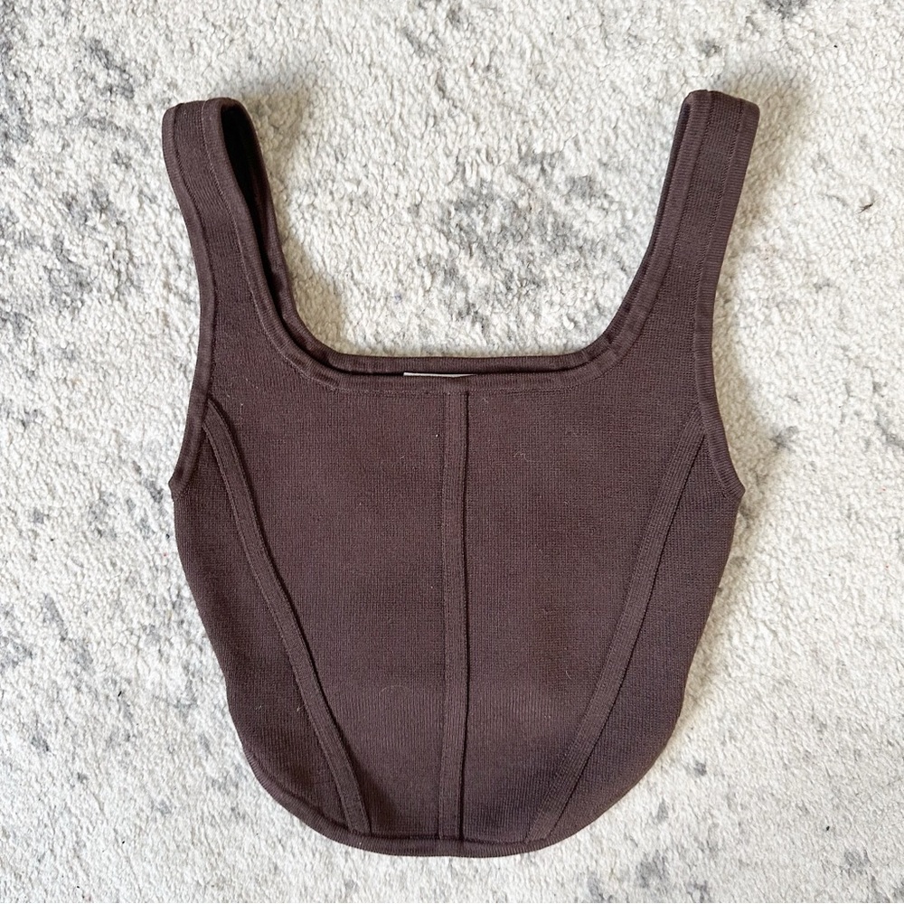 ⭐️3/$30⭐️ (bundle deal) ARITZIA Babaton Sculpt Knit Bustier Top in coffee bean